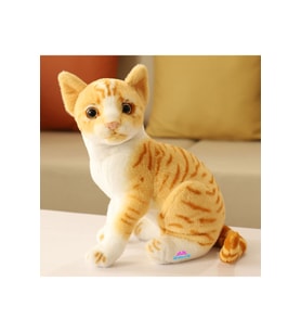 Gerçek Görünümlü Ayakta Peluş Kedi Sar Tekir 40 Cm (Sarı)