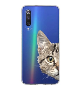 Xiaomi Mi 9 Uyumlu Kapak Catface Tasarımlı Şeffaf Silikon Kılıf