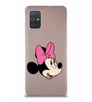 Samsung Galaxy A71 Soft Premier Kapak Minnie Mouse-A Tasarımlı Silikon Kılıf - Pudra (Şeffaf)