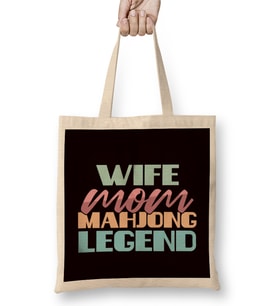 Wife Mom Mahjong Legend Mah-Jongg Player Solitaire Chinese Bez Çanta Uzun Saplı