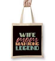 Wife Mom Mahjong Legend Mah-Jongg Player Solitaire Chinese Bez Çanta Uzun Saplı