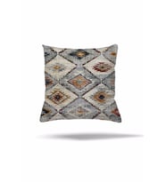 Kilim Desen Etnik Geometrik Gizli Fermuarlı Yastık Kılıfı Kırlent Kılıfı Koltuk Yastık Kılıfı (Gri)