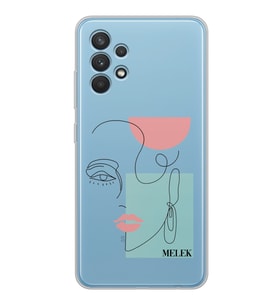 Samsung Çizgi Küpeli Kadın Tasarımlı Şeffaf Telefon Kılıfı