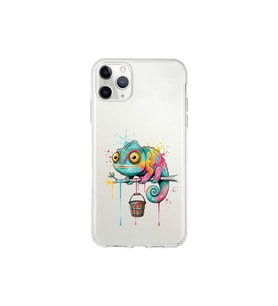 iPhone 11 Pro Max ile Uyumlu Splash Bukalemun Tasarımlı Şeffaf Silikon Kılıf