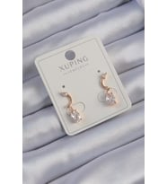 Xuping Rose Gold Renk Zirkon Taşlı Kıvrımlı Küpe