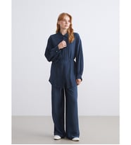 LCW Modest Lacivert Beli Lastikli Geniş Paça Kadın Pantolon