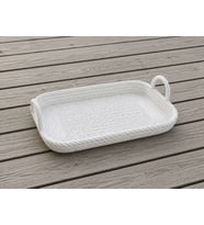3D Baskı Çok Amaçlı Dekoratif Organizer Tepsisi - Masaüstü Düzenleyici, Banyo ve Mutfak Saklama Tepsisi-Beyaz