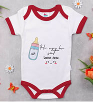 BK Kids Kişiye Özel Herşeyin Başı Süt Tasarımlı Kırmızı Bebek Body Zıbın-1