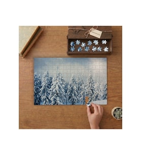Karlı Çam Ağaçları Tasarımı 240 parça Ahşap Puzzle Ahşap Kutuda MP10865