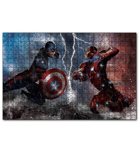 Cakapuzzle  Captain America Iron Man 120 Parça Puzzle Yapboz MDF (Ahşap)