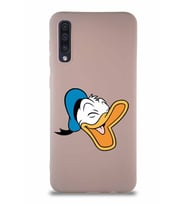 Samsung Galaxy A50 Soft Premier Kapak Donald Duck-E Tasarımlı Silikon Kılıf - Pudra (Şeffaf)
