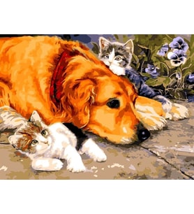 Küçük Dostlar Sayılarla Boyama Seti 40x50 cm (Tuvale Gerili)