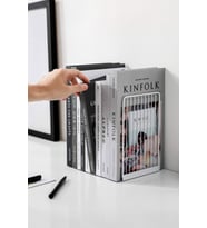 Dekoratif Metal Kitap Tutucu - Raf Düzenleyici (Beyaz)