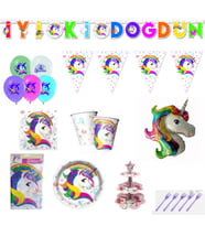 Unicorn Doğum Günü Süsleri Masa Seti Parti Seti Full Set 8 Kişilik-