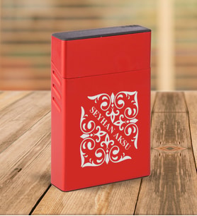 BK Gift Kişiye Özel Kırmızı Slim Boy Metal Sigara Kutusu-10