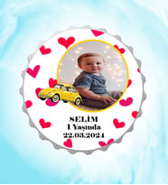 Kişiye Özel Vosvos Resimli İsimli Kalp Desenli Kapak Magnet Açacak