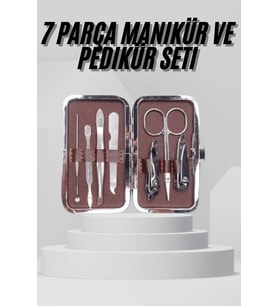 7 Parça Paslanmaz Çelik Manikür ve Pedikür Seti Çantalı Profesyonel