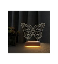 3D İlizyon Led Lamba, Masa ve Çocuk Odası Kelebek Gece Lambası (Krem)