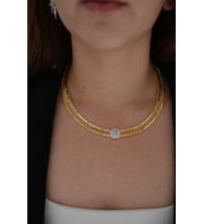 Zirkon Taş Detaylı Vip Kolye (Gold)