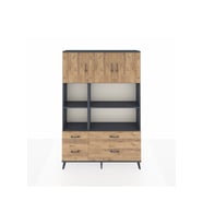 Arges Gardrop 8 Raflı 4 Çekmeceli 3 Kapaklı 132x30x195 Antrasit-Çam