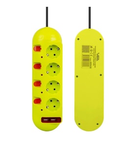 Vea VE-E40USB 4'lü 2 USB'li 1.5 Metre Ayrı Anahtarlı Grup Priz