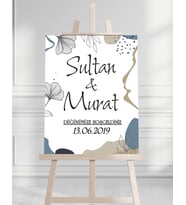 Söz Nişan Düğün İçin 50x70 Karşılama Panosu - Pastel Tasarımlı 001