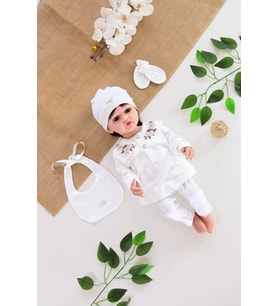 Kız Bebek Organik Ekru 5 Li Hastane Çıkışı SetiSTL6016 (Çok Renkli)
