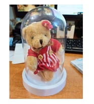Kırmızı Ekose Elbiseli Peluş Ayıcık  faunuslu 9x13 cm