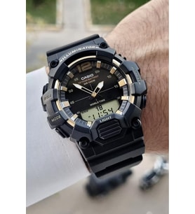 Casio CSISTE164 Rakamları Gold Kordonu Siyah Renk Analog Dijital Hediye Paketli Erkek Kol Saati
