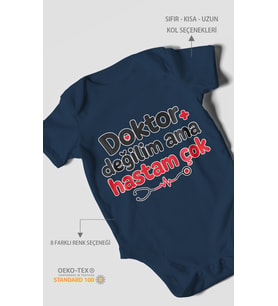 Doktor değilim ama hastam çok! Kısa Kollu Bebek Body %100 Pamuk