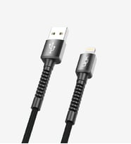 K550 Safe 3A Örgülü Metal Başlı USB'den Lightning Şarj Kablosu Siyah