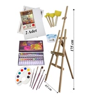 Akrilik Boya Resim Başlangıç Seti Maries 12 Renk Akrilik Boya Şövalye 2 Tuval 50x70 Fırça Spatula Şövale 