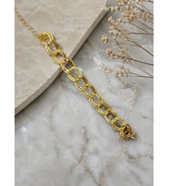 Premium Parlak ve Şık Gold Renk Halka Zincir 316L Çelik Kadın Bileklik (23cm)