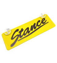 Stance Yazılı Sarı Dekor Plaka Vantuzlu Cam Süsü 22X7.5Cm