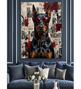 Doberman Köpek Kanvas Tablo Dekoratif Kanvas - Mdf Ahşap Tablo