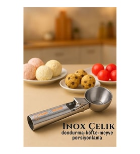 Inox 5 cm Dondurma Kaşığı - Karpuz Kurabiye Köfte Helva Porsiyonlama