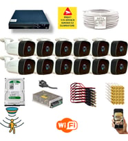 Qromax 12 Kamerali Set - Hareket Algilayan Gece Görüşlü 36 Ir Led 5mp Sony Lensli 1080p Full Hd Metal Kasa Güvenlik Kamerasi Seti 5236