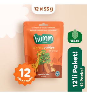 Organik Vegan Portakallı Kurabiye Atıştırmalık Paketi - 12 Adet