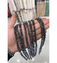 Hematit Taşı Dikdörtgen Kesim 4x6mm-Pütürlü Füme Doğal Taş Dizi