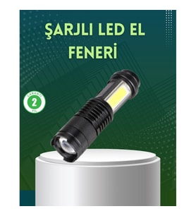 Mey İthalat® 4 Modlu USB Şarjlı LED El Feneri Kamp ve Outdoor