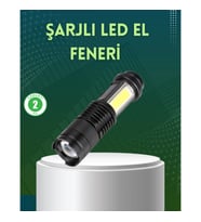 Mey İthalat® 4 Modlu USB Şarjlı LED El Feneri Kamp ve Outdoor