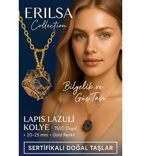 Sertifikalı Gold Renkli Ham Lapis Lazuli Doğal Taş Kolye – Bilgelik ve Güç Taşı (Çok Renkli)
