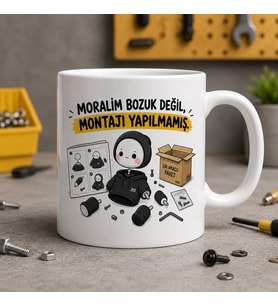 Moralim Bozuk Değil Montajı Yapılmamış Komik Baskılı Seramik Kupa