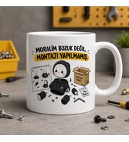 Moralim Bozuk Değil Montajı Yapılmamış Komik Baskılı Seramik Kupa