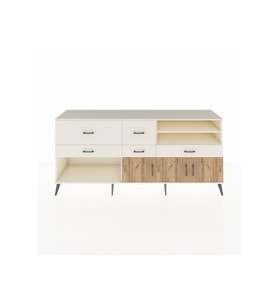 Hyperion Konsol 4 Raflı 5 Çekmeceli 3 Kapaklı 220x44x99 Aytaşı-Çam/Aytaşı