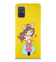 Samsung Galaxy A71 Soft Premier Kapak Vespagirl Tasarımlı Silikon Kılıf - Sarı (Şeffaf)