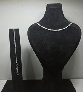 Massina Gümüş Kaplama 3mm Zirkon Taşlı Kadın Su Yolu Kolye ve Bileklik Seti