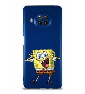 Xiaomi Mi 10T Lite Soft Premier Kapak Sünger Bob Tasarımlı Silikon Kılıf - Lacivert (Şeffaf)