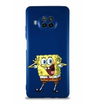 Xiaomi Mi 10T Lite Soft Premier Kapak Sünger Bob Tasarımlı Silikon Kılıf - Lacivert (Şeffaf)