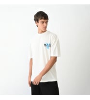 Erkek Baskılı T-Shirt Kısa Kol Bisiklet Yaka Regular Fit Rahat Kalıp Günlük Tişört - Beyaz
